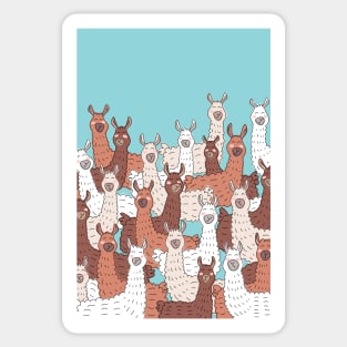 Llama Party - Brown Beige Aqua Blue Sticker